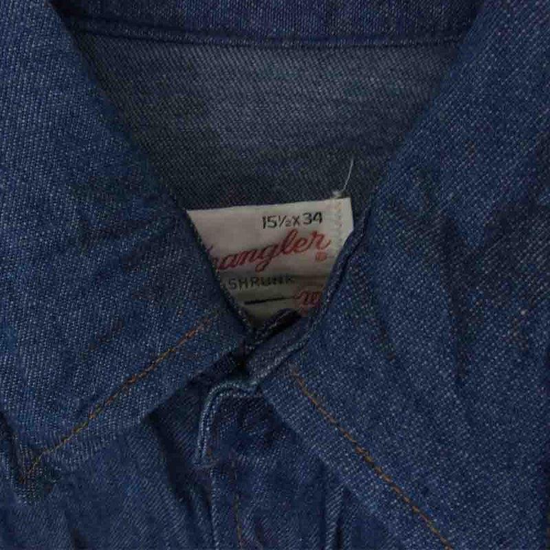 Wrangler ラングラー ビンテージ USA製 70s Denim Western Shirts デニム ウエスタン シャツ ブルー系 15 1/2 34【中古】