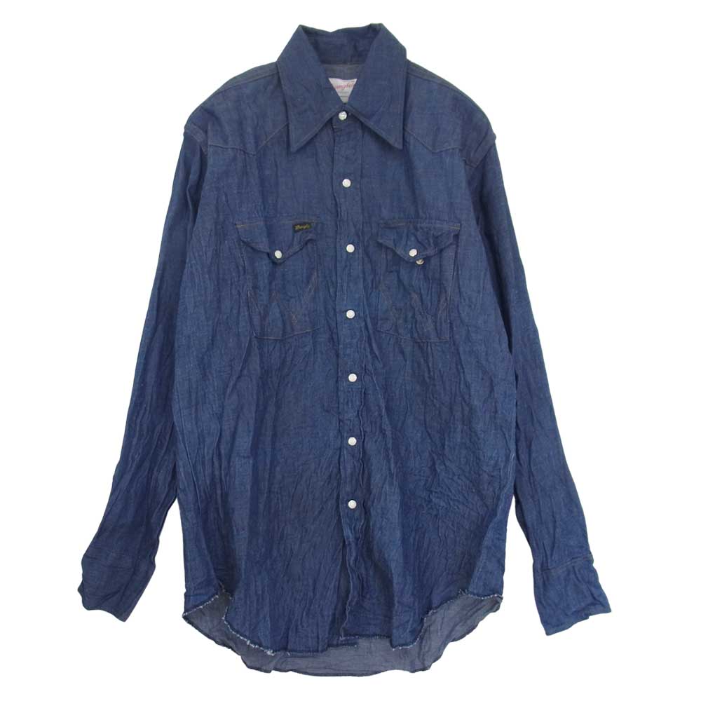 Wrangler ラングラー ビンテージ USA製 70s Denim Western Shirts デニム ウエスタン シャツ ブルー系 16 1/2 34【中古】