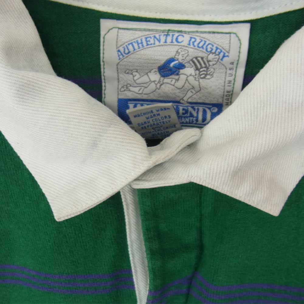 ランズエンド ビンテージ USA製 90s ラガー シャツ グリーン系 XL【中古】