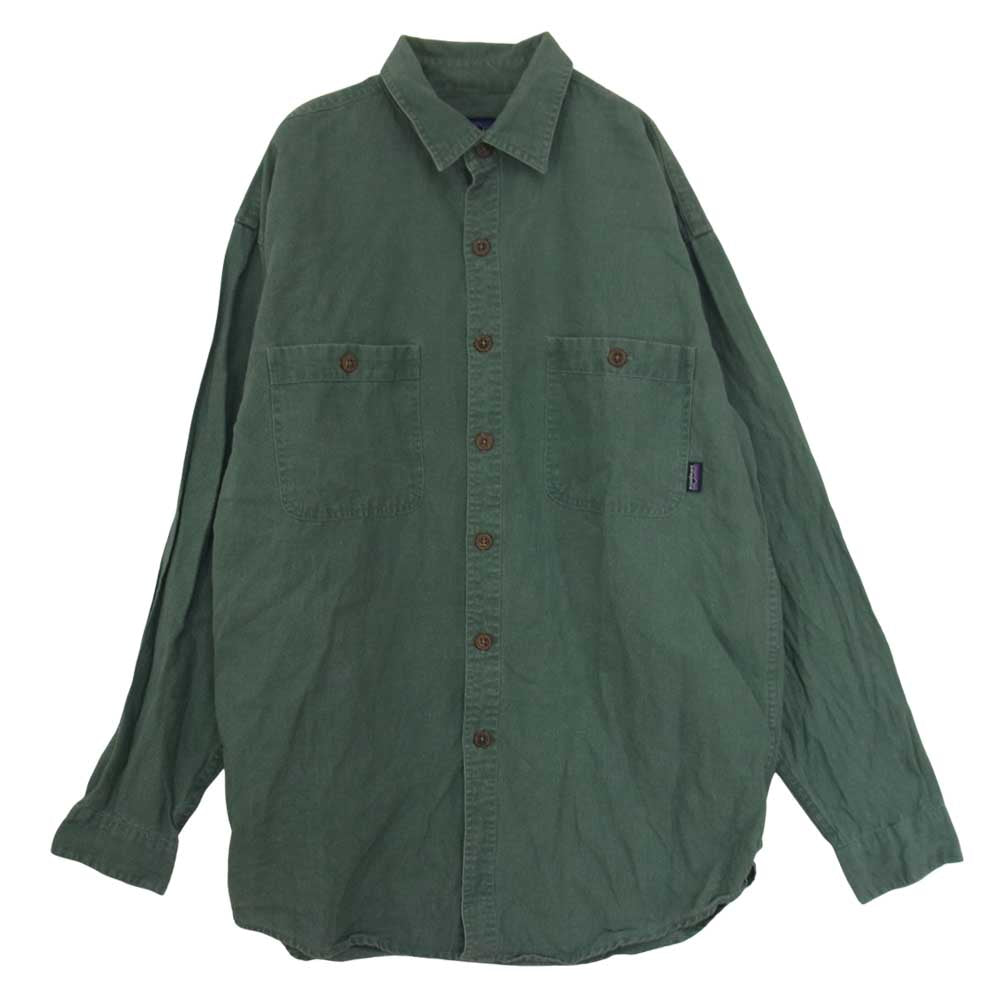 patagonia パタゴニア 99AW 99年製 HEMP ヘンプ 長袖 シャツ カーキ系 M【中古】