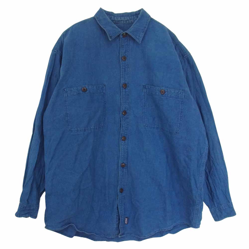 patagonia パタゴニア 05AW 52701 05年製 リネン コットン 長袖 シャツ ネイビー系 L【中古】