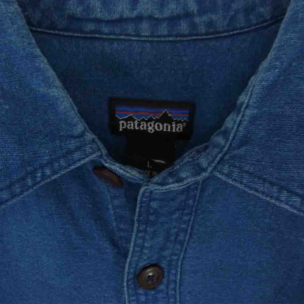 patagonia パタゴニア 05AW 52701 05年製 リネン コットン 長袖 シャツ ネイビー系 L【中古】
