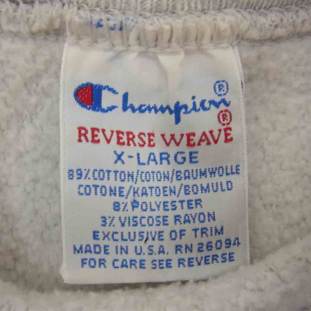 Champion チャンピオン ビンテージ USA製 90s 刺繍タグ リバースウィーブ 半袖 スウェット グレー系 XL【中古】