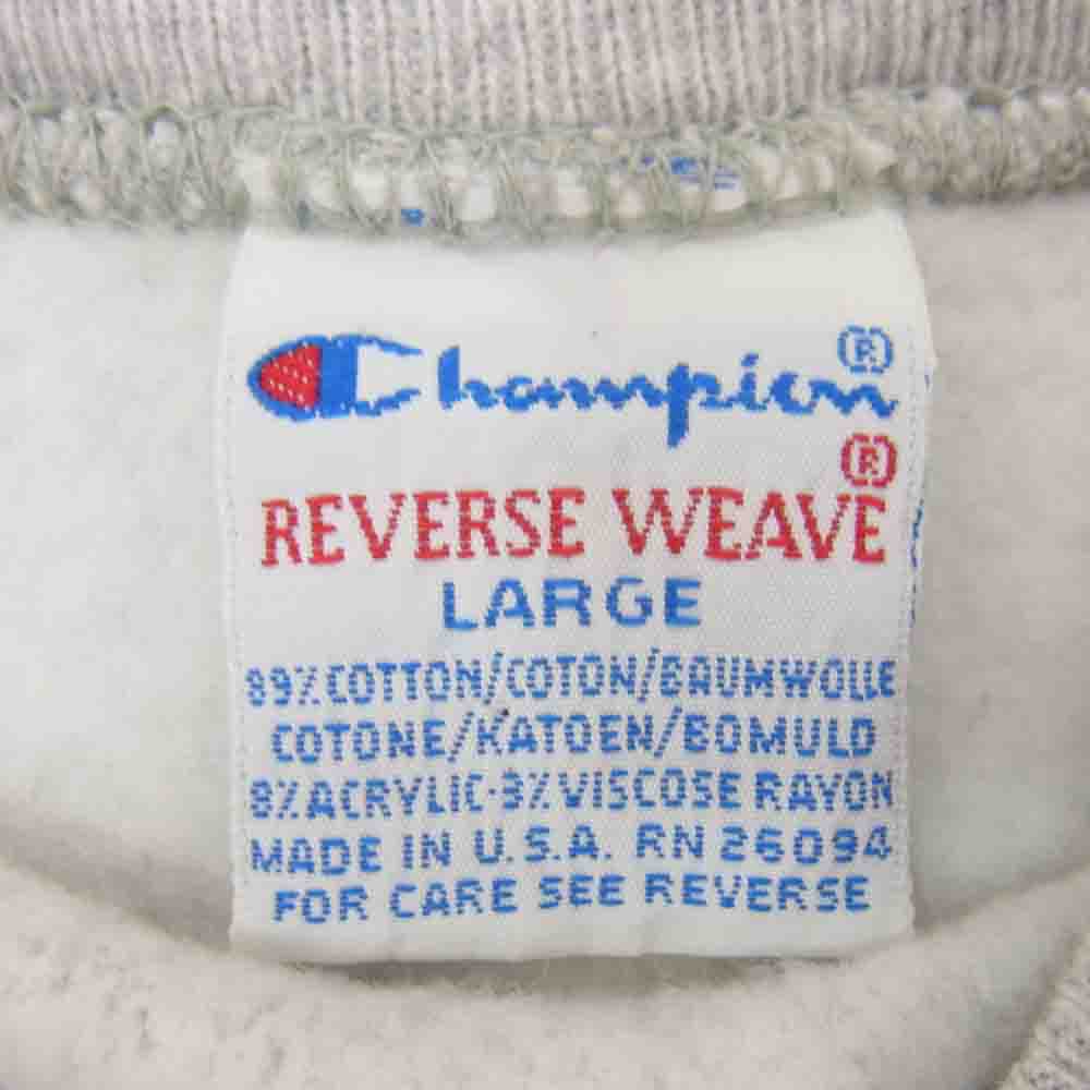 Champion チャンピオン ビンテージ USA製 90s 刺繍タグ リバースウィーブ 半袖 スウェット グレー系 L【中古】