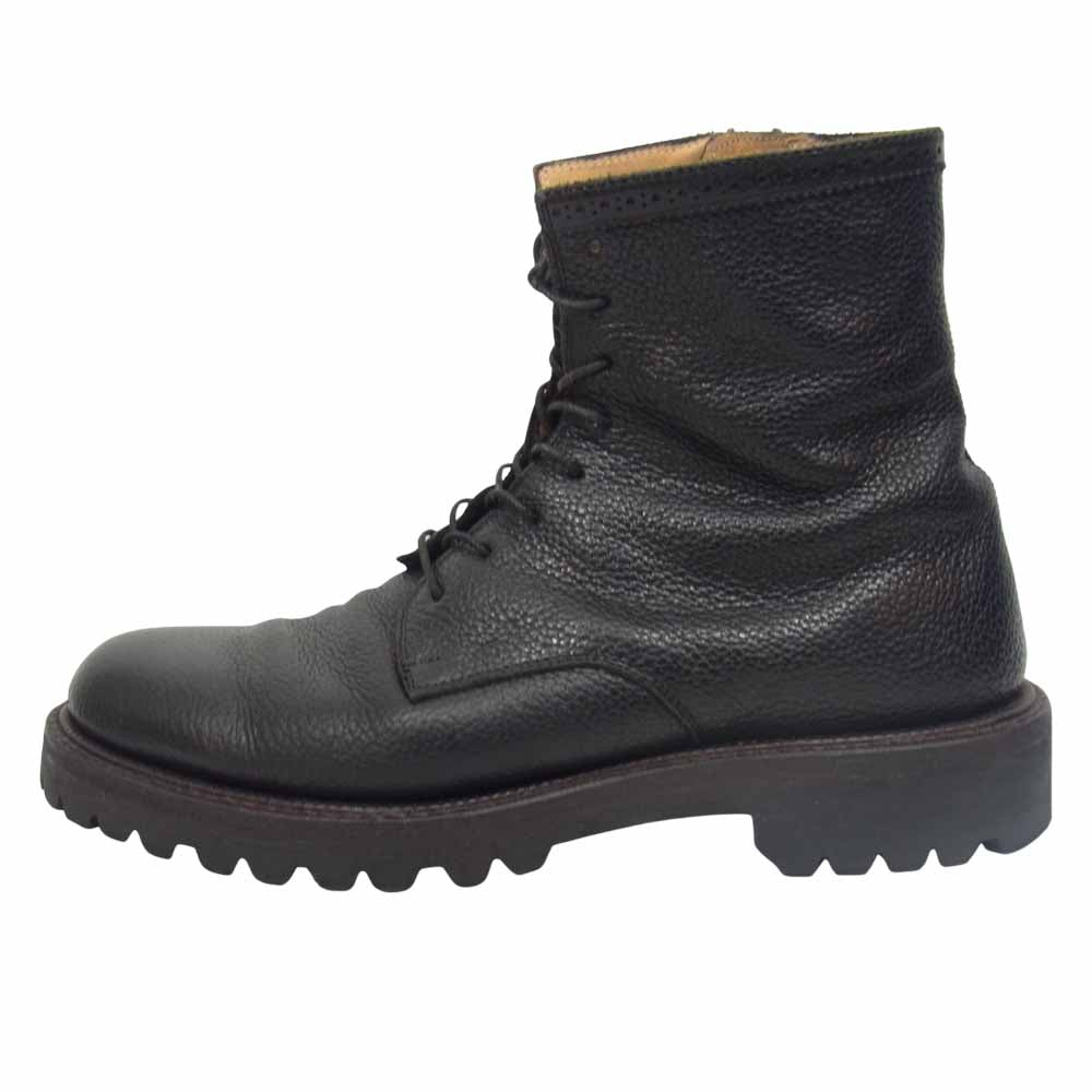 foot the coacher フットザコーチャー グレインレザー サイドジップ レースアップ ブーツ ブラック系 サイズ表記無【中古】