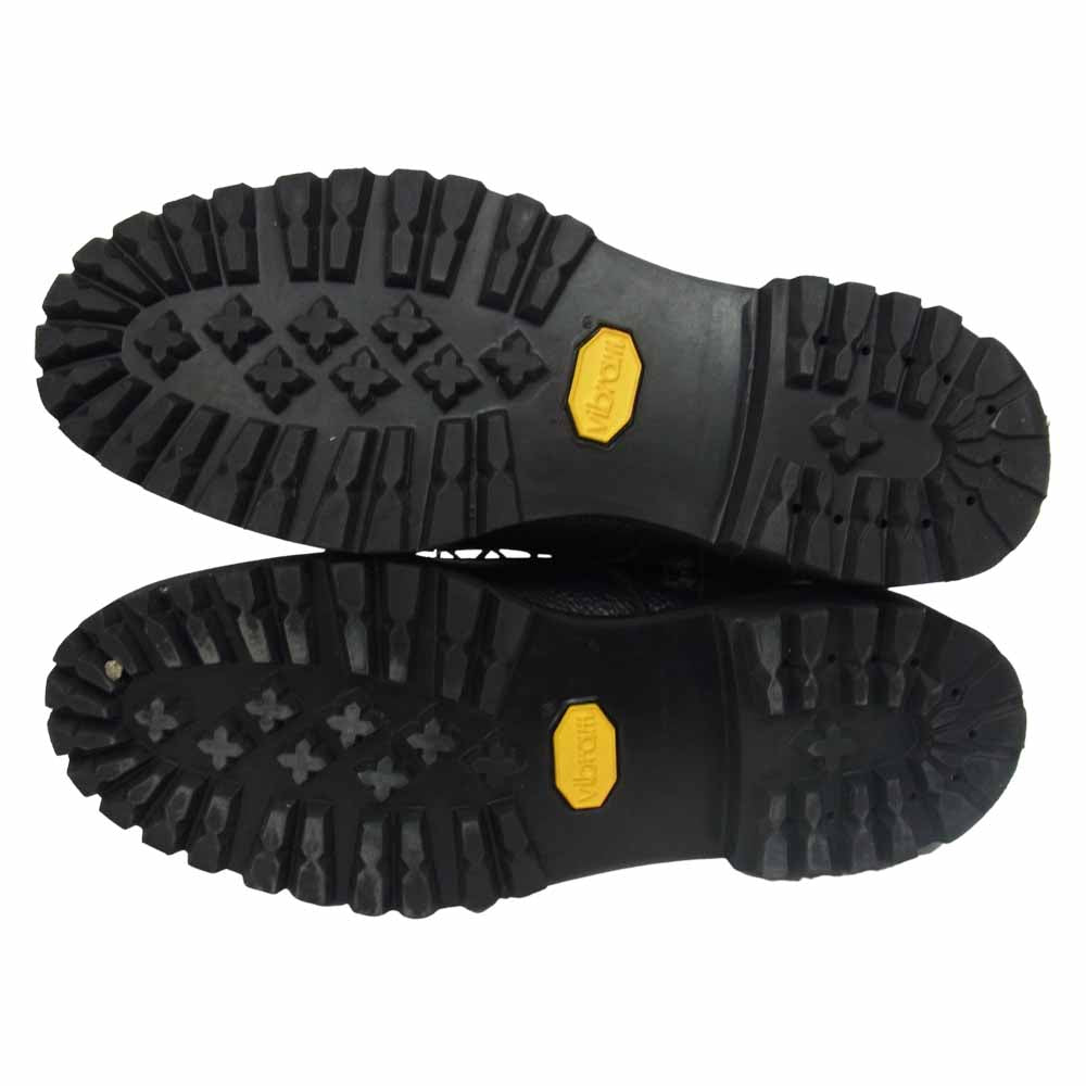 foot the coacher フットザコーチャー グレインレザー サイドジップ レースアップ ブーツ ブラック系 サイズ表記無【中古】