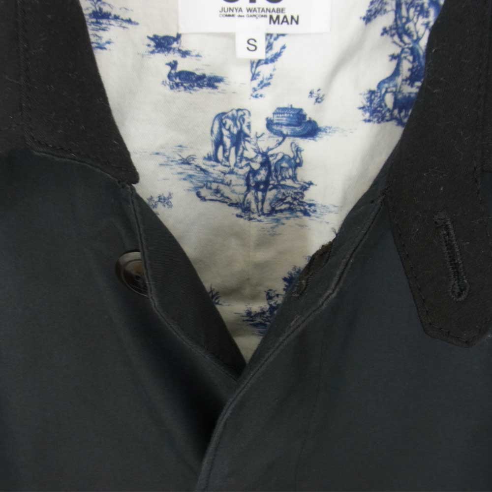 COMME des GARCONS コムデギャルソン JUNYA WATANABE MAN eYe WE-C902 C/N コットン ナイロン ギャバジン ステンカラーコート ネイビー系 S【中古】