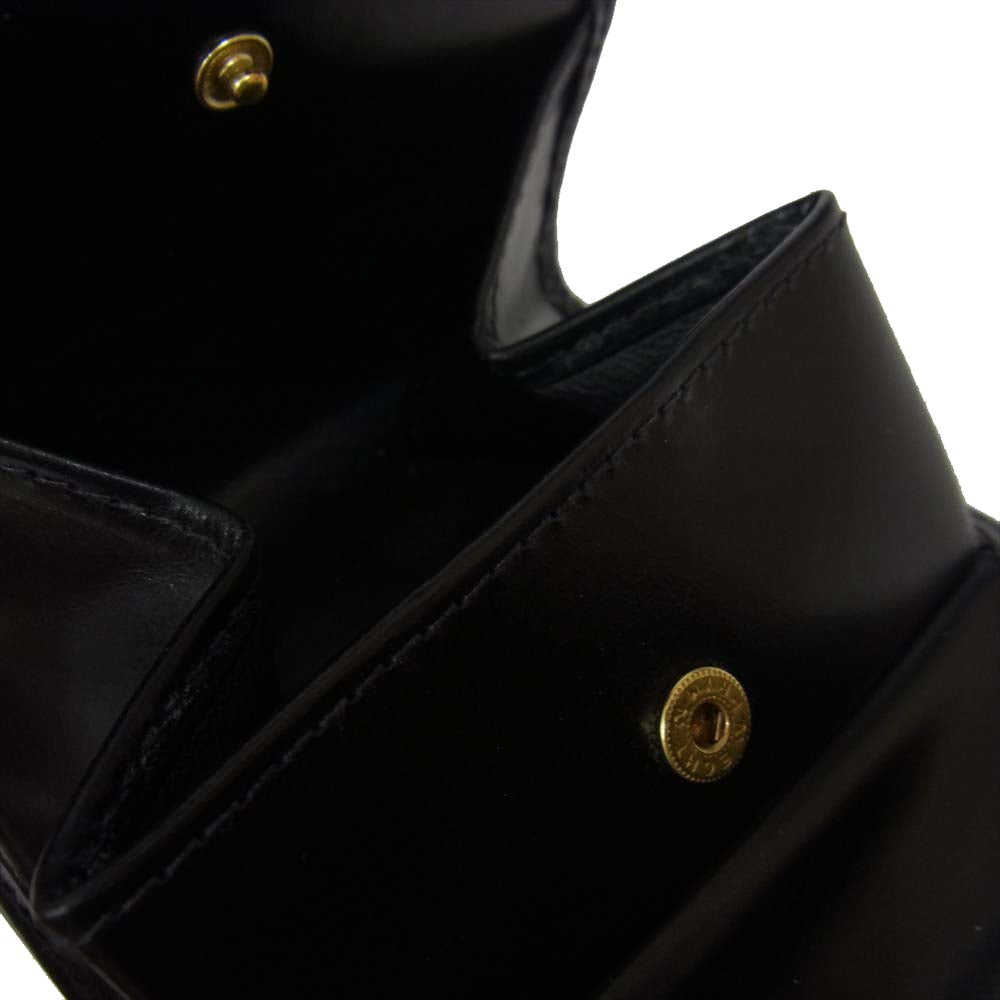 WHITE HOUSE COX ホワイトハウスコックス S1975 COMPACT WALLET BRIDLE LEATHER ブライドルレザー 三つ折り財布 コンパクト ウォレット ブラック系【中古】