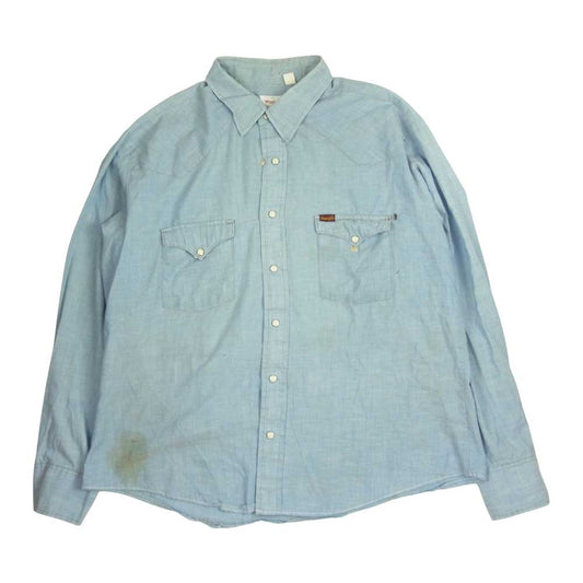 Wrangler ラングラー ビンテージ USA製 70s ウエスタン シャツ インディゴブルー系 XL【中古】