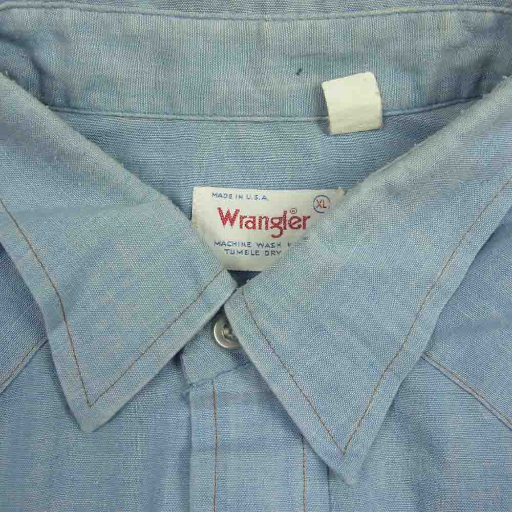 Wrangler ラングラー ビンテージ USA製 70s ウエスタン シャツ インディゴブルー系 XL【中古】