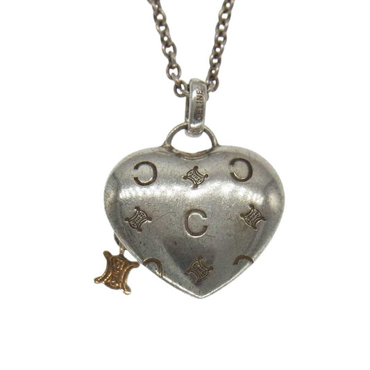 CELINE セリーヌ マカダム ハート ネックレス シルバー系【中古】