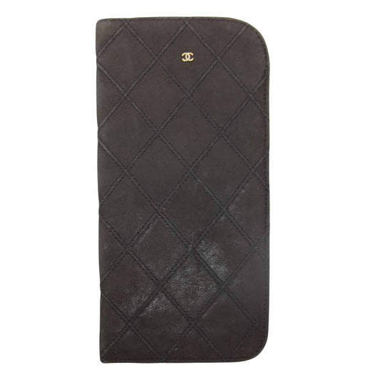 CHANEL シャネル ココマーク マトラッセ メガネケース ブラウン系【中古】