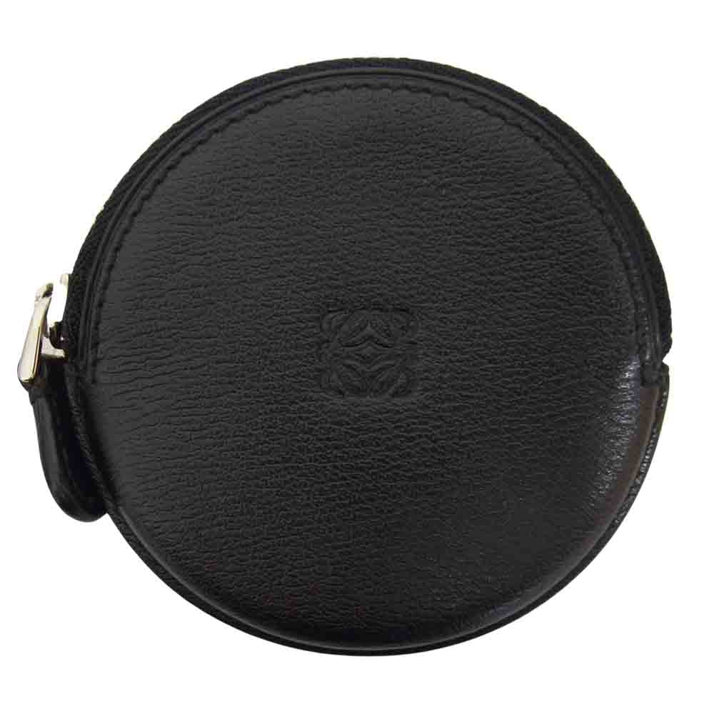 LOEWE ロエベ アナグラム 丸型 ラウンド ジップ コインケース ブラック系【中古】
