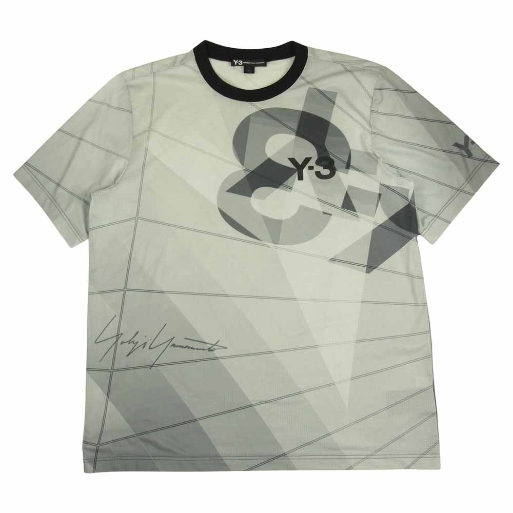 Yohji Yamamoto ヨウジヤマモト Y-3 ワイスリー DY7221 M AOP FOOTBALL SHIRT ロゴ フットボール Tシャツ グレー系 L【中古】