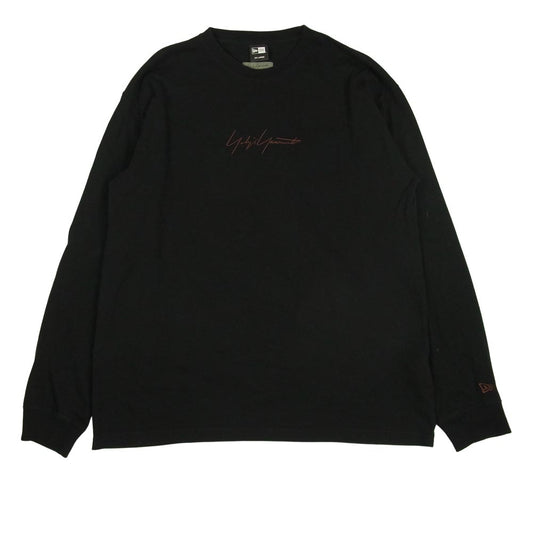 Yohji Yamamoto ヨウジヤマモト POUR HOMME NEW ERA 19AW SIGN LOGO TEE ロゴ刺繍 長袖 Tシャツ ブラック系 XXL【中古】