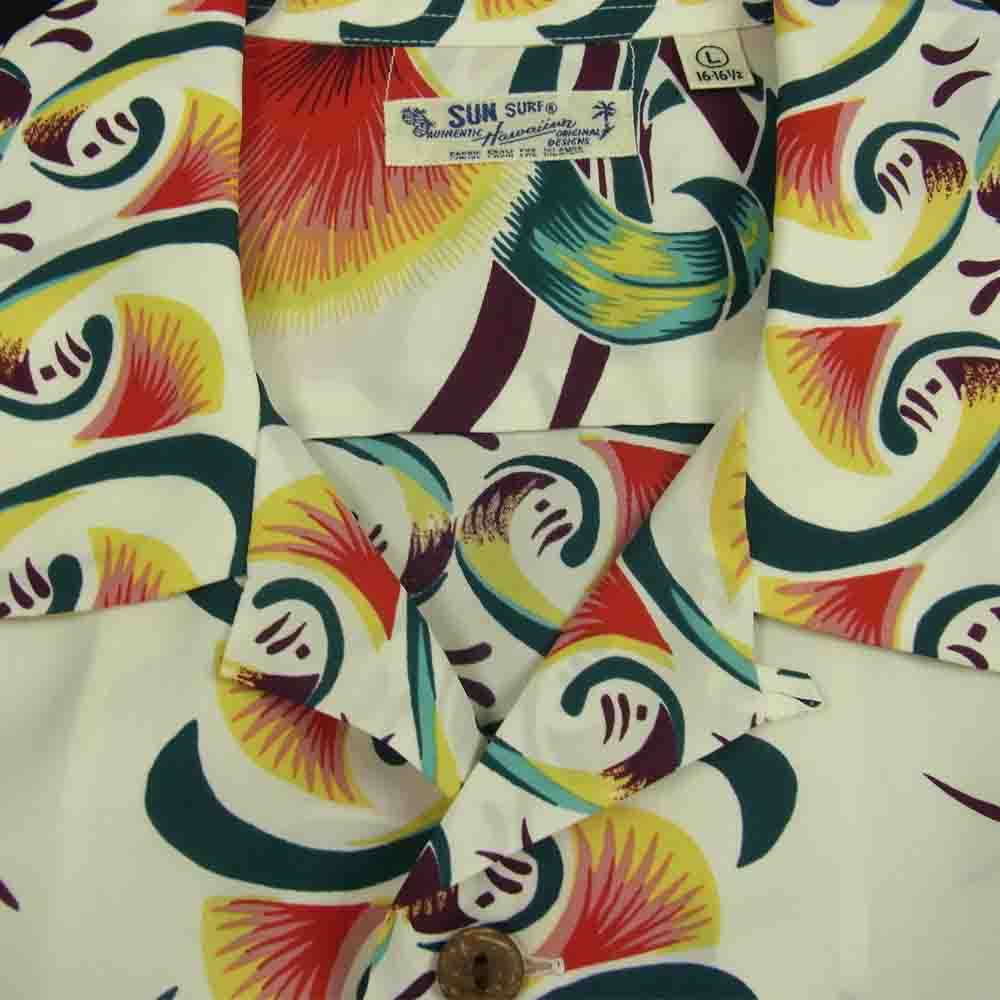 SUN SURF サンサーフ SS27445 BOMBAX TREE ボンバックス ハワイアンシャツ ホワイト系 L【中古】