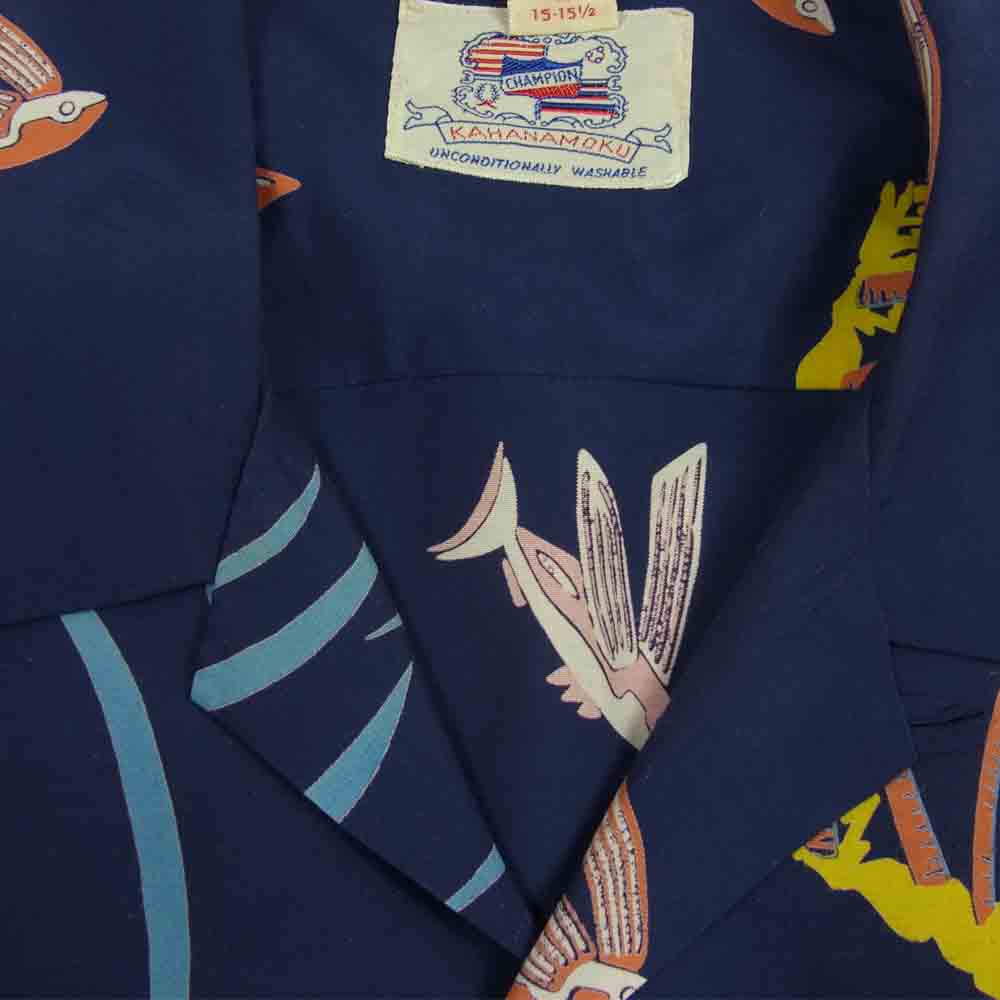 TAILOR TOYO テイラー東洋 DK36982 Duke Kahanamoku デューク カハナモク スペシャルエディション SOUTH SEA PARADISE ハワイアンシャツ ネイビー系 M【中古】