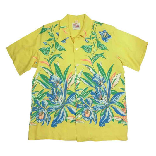 TAILOR TOYO テイラー東洋 DK36651 Duke Kahanamoku デューク カハナモク スペシャルエディション ORCHID AND PINEAPPLE ハワイアンシャツ イエロー系 M【中古】