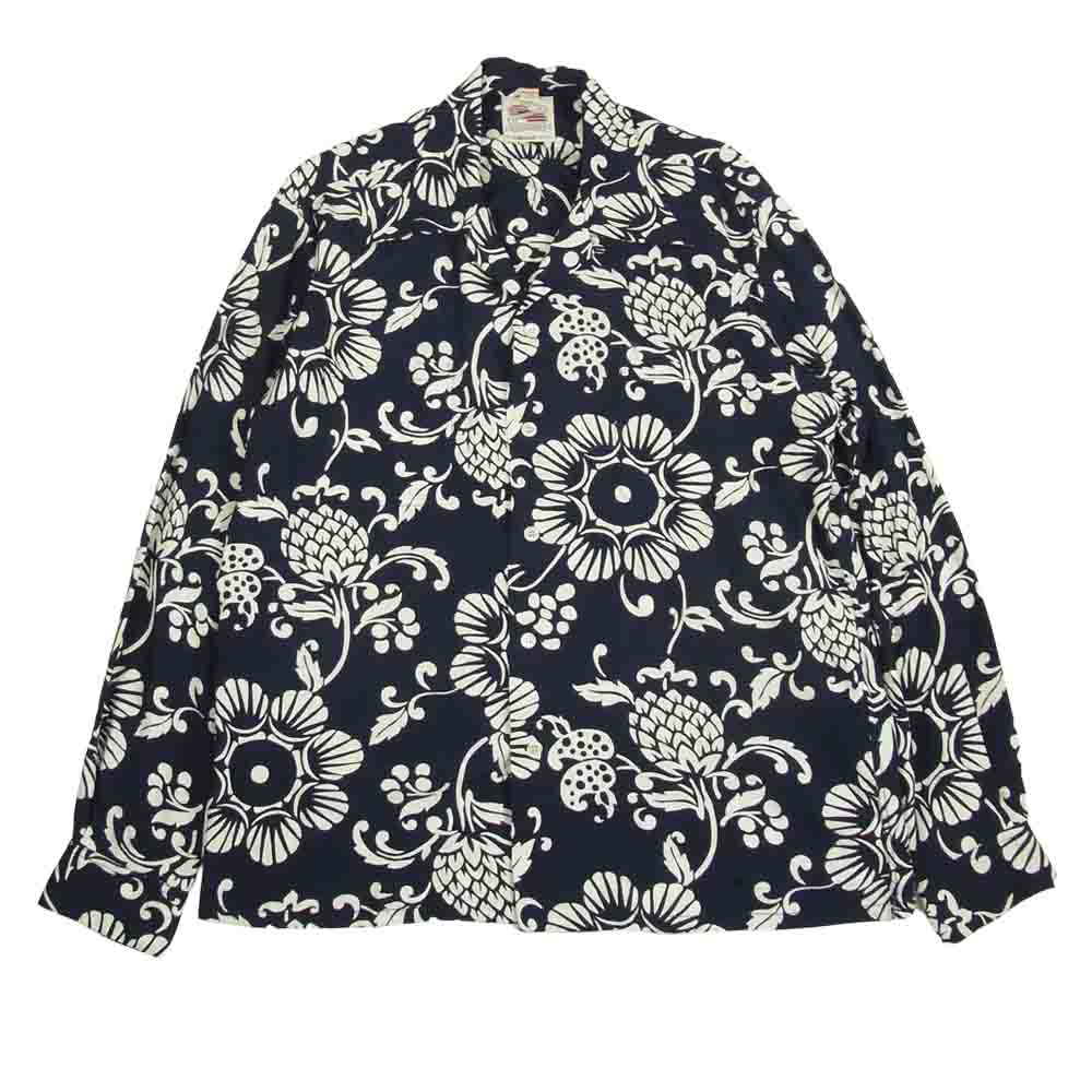 TAILOR TOYO テイラー東洋 DK27491 Duke Kahanamoku デューク カハナモク PAINEAPPLE PAREAU ハワイアンシャツ ネイビー系 L【中古】