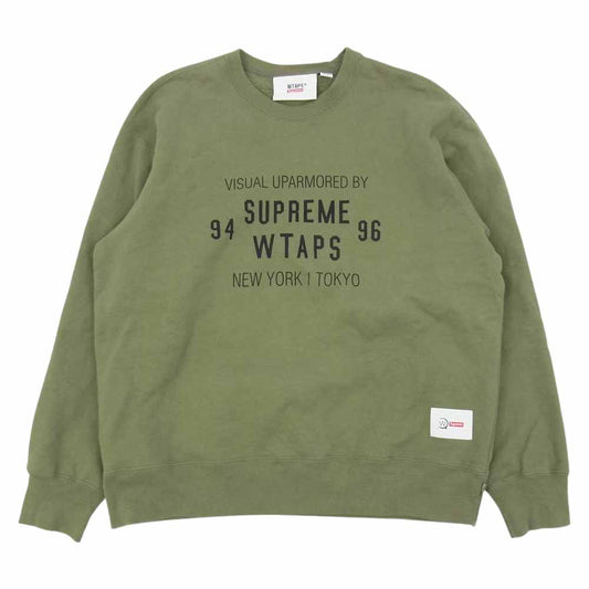 Supreme シュプリーム 21AW × WTAPS ダブルタップス Crewneck クルーネック スウェット トレーナー グリーン系 M【中古】