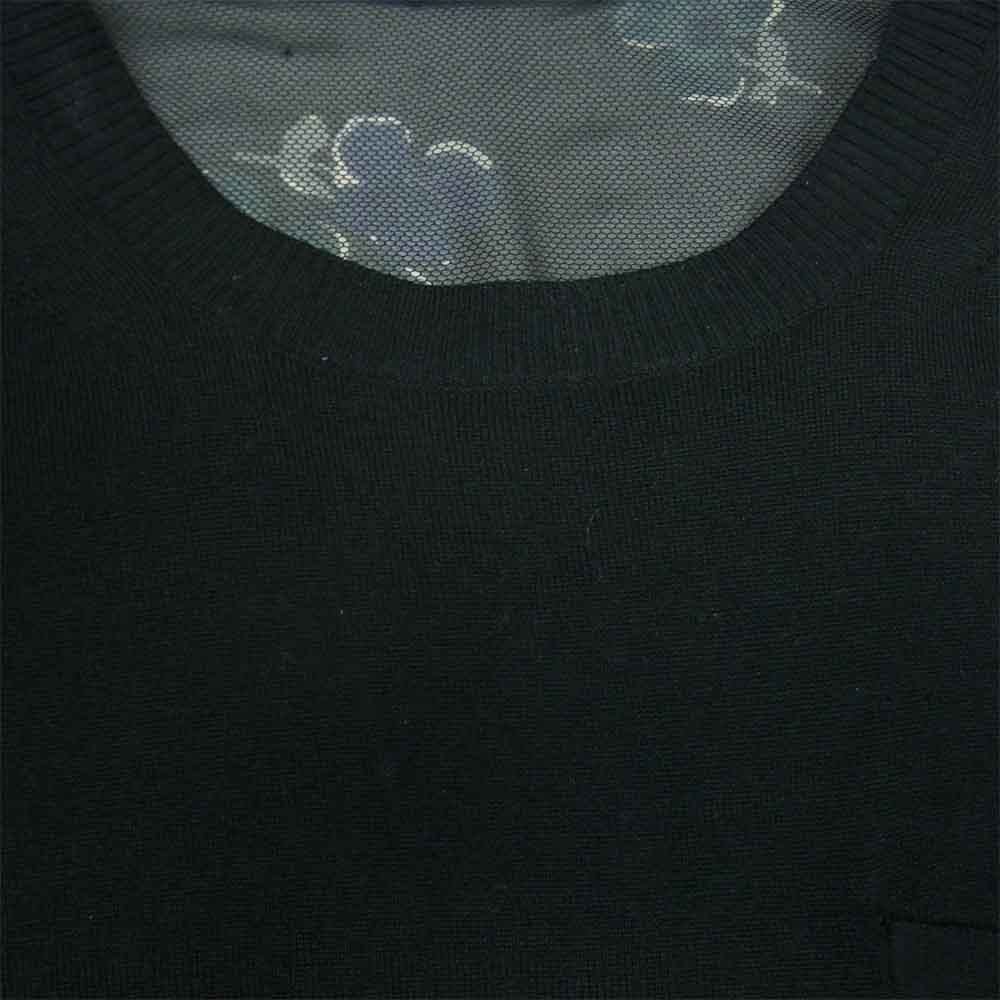 Sacai サカイ 17AW 17-03363 バックプリーツ 花柄 ドッキング ニット カットソー 中国製 ブラック系【中古】