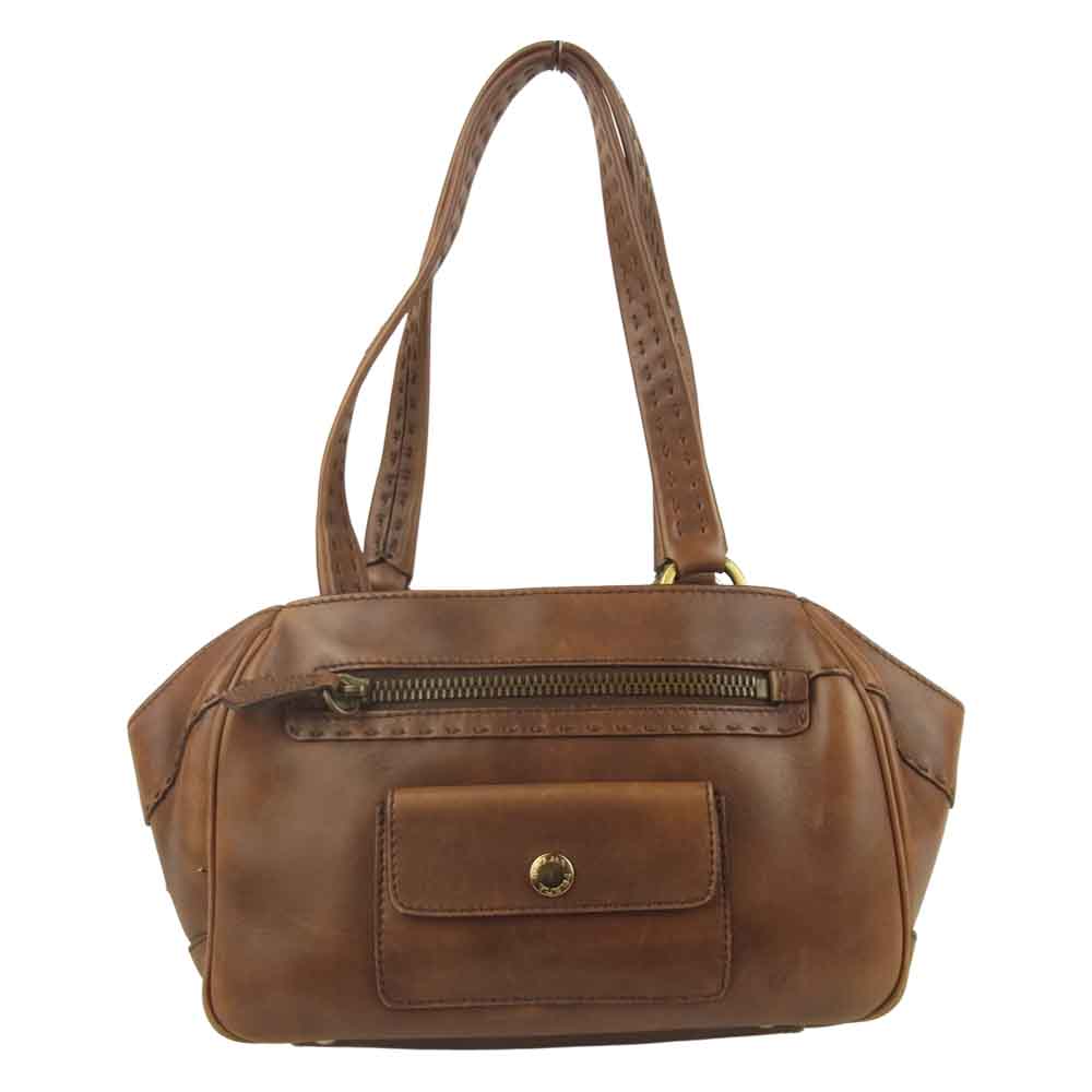 PRADA プラダ BR1977 ANTIK INSIDE BA ロゴプレート レザー ハンドバッグ イタリア製 ブラウン系【中古】