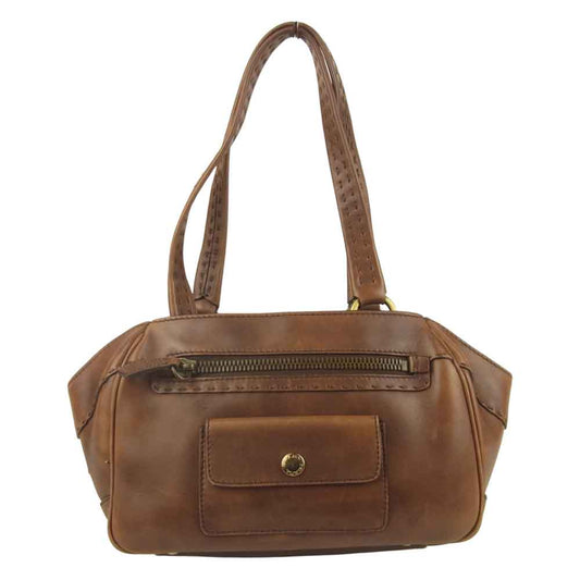 PRADA プラダ BR1977 ANTIK INSIDE BA ロゴプレート レザー ハンドバッグ イタリア製 ブラウン系【中古】