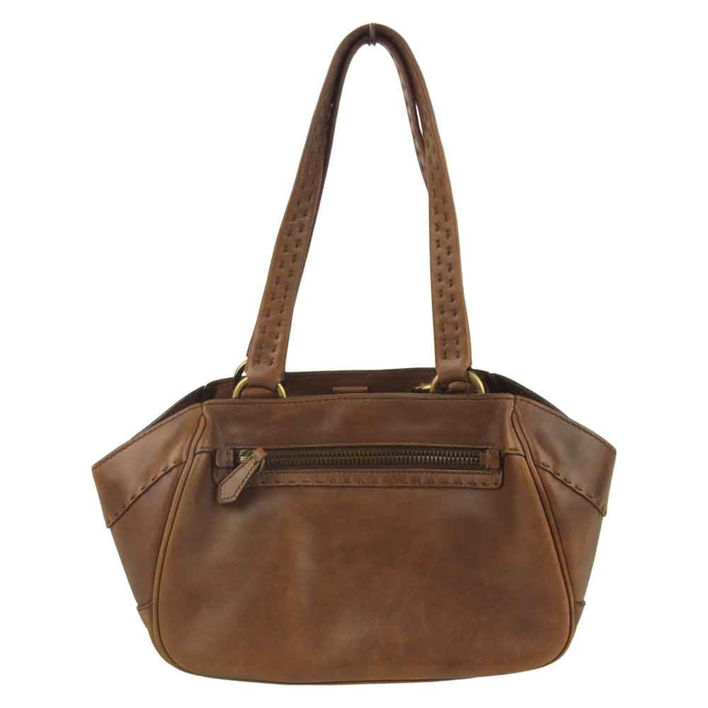 PRADA プラダ BR1977 ANTIK INSIDE BA ロゴプレート レザー ハンドバッグ イタリア製 ブラウン系【中古】