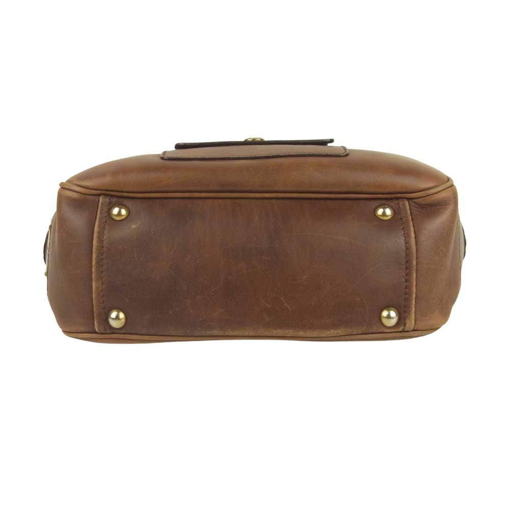 PRADA プラダ BR1977 ANTIK INSIDE BA ロゴプレート レザー ハンドバッグ イタリア製 ブラウン系【中古】