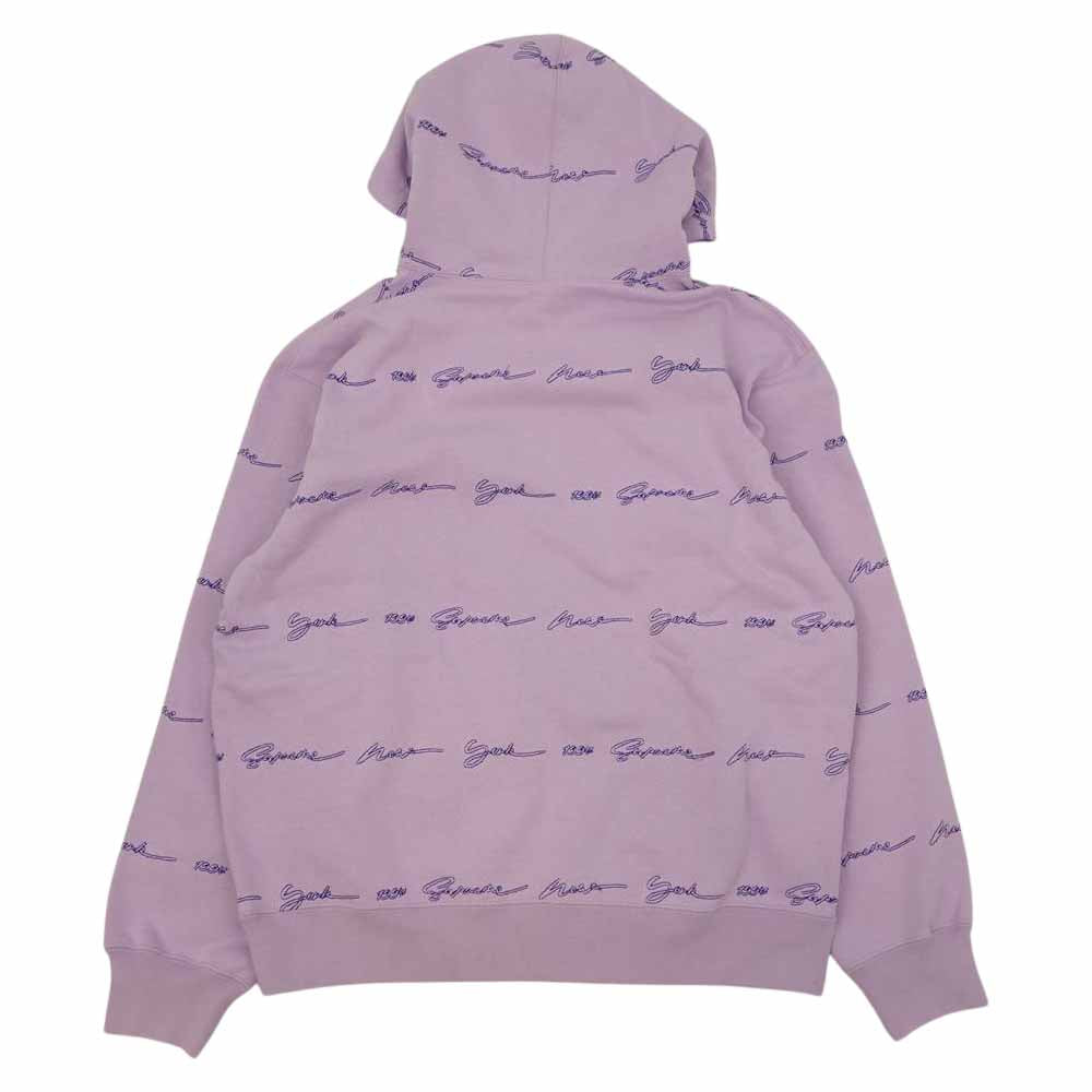 Supreme シュプリーム 22SS Script Stripe Hooded Sweatshirt スクリプト ストライプ パーカー パープル系 M【美品】【中古】