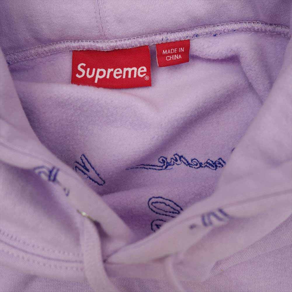 Supreme シュプリーム 22SS Script Stripe Hooded Sweatshirt スクリプト ストライプ パーカー パープル系 M【美品】【中古】