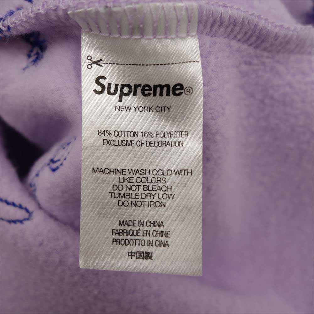 Supreme シュプリーム 22SS Script Stripe Hooded Sweatshirt スクリプト ストライプ パーカー パープル系 M【美品】【中古】