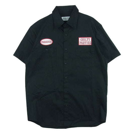 WACKO MARIA ワコマリア ワッペン ワーク 半袖 シャツ コットン 日本製 ブラック系 L【中古】