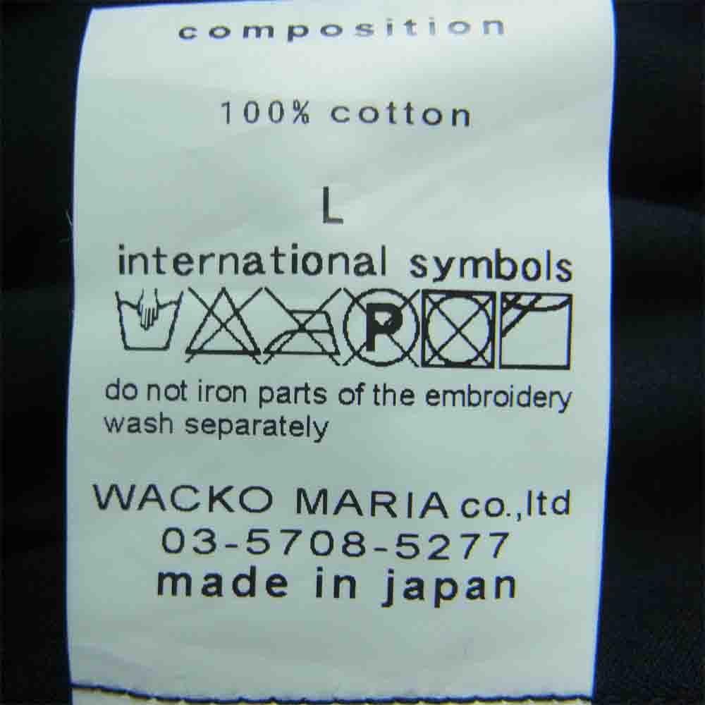 WACKO MARIA ワコマリア ワッペン ワーク 半袖 シャツ コットン 日本製 ブラック系 L【中古】