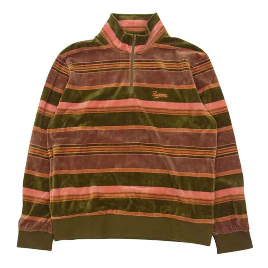Supreme シュプリーム 20AW stripe velour half zip pullover ストライプ ベロア ハーフジップ プルオーバー カットソー マルチカラー系 M【中古】