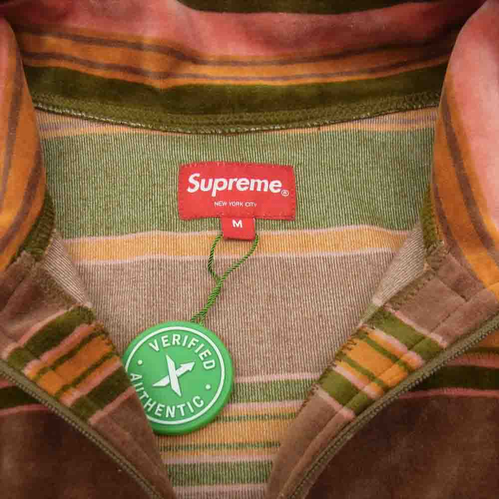 Supreme シュプリーム 20AW stripe velour half zip pullover ストライプ ベロア ハーフジップ プルオーバー カットソー マルチカラー系 M【中古】