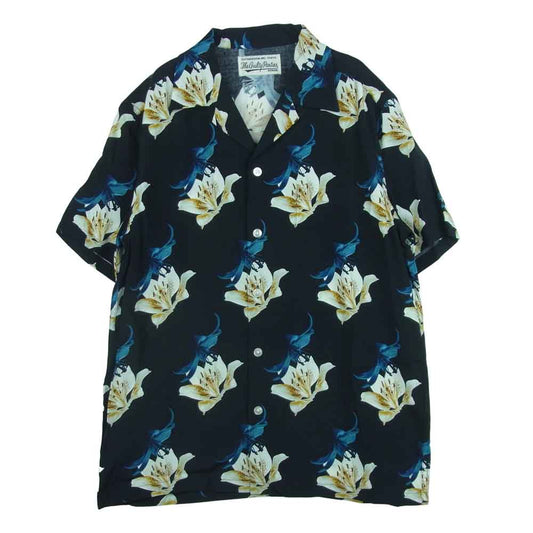 WACKO MARIA ワコマリア 17SS invincible hawaiian 百合 総柄 ハワイアン アロハ 半袖 シャツ ブラック系 L【中古】
