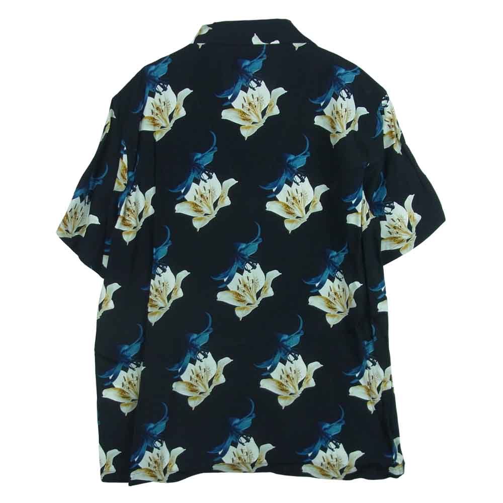 WACKO MARIA ワコマリア 17SS invincible hawaiian 百合 総柄 ハワイアン アロハ 半袖 シャツ ブラック系 L【中古】