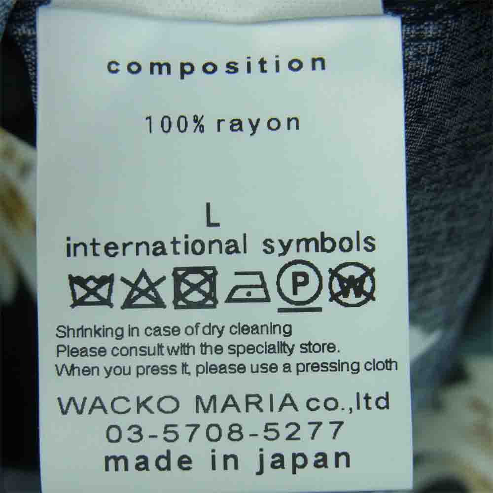 WACKO MARIA ワコマリア 17SS invincible hawaiian 百合 総柄 ハワイアン アロハ 半袖 シャツ ブラック系 L【中古】