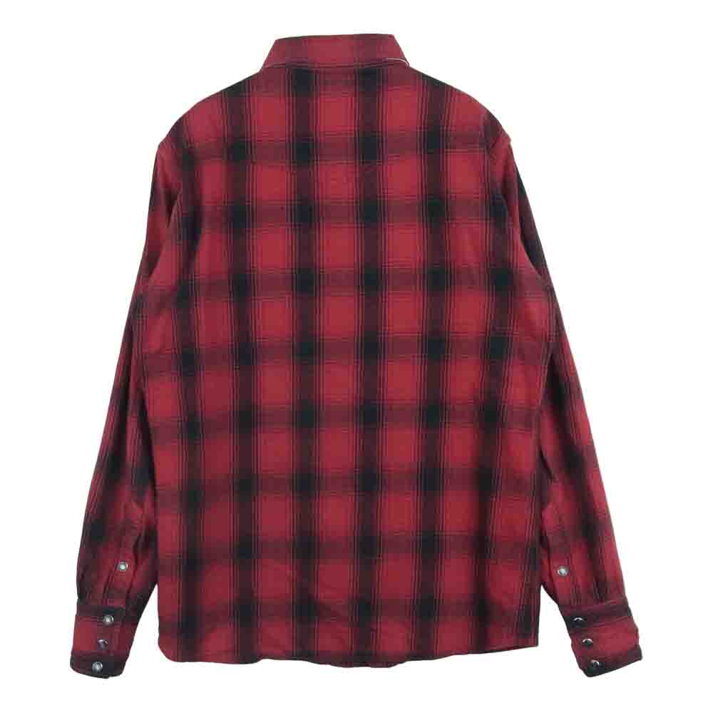 BACKBONE バックボーン 18AW BB18FW-S10 カフス裏＆襟裏ディアスキンレザー チェック柄 フランネル ウエスタン 長袖 シャツ レッド系 ブラック系 M【中古】