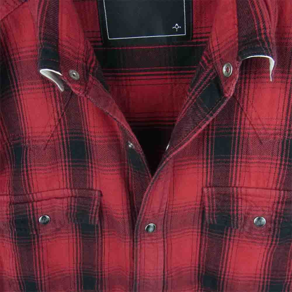 BACKBONE バックボーン 18AW BB18FW-S10 カフス裏＆襟裏ディアスキンレザー チェック柄 フランネル ウエスタン 長袖 シャツ レッド系 ブラック系 M【中古】