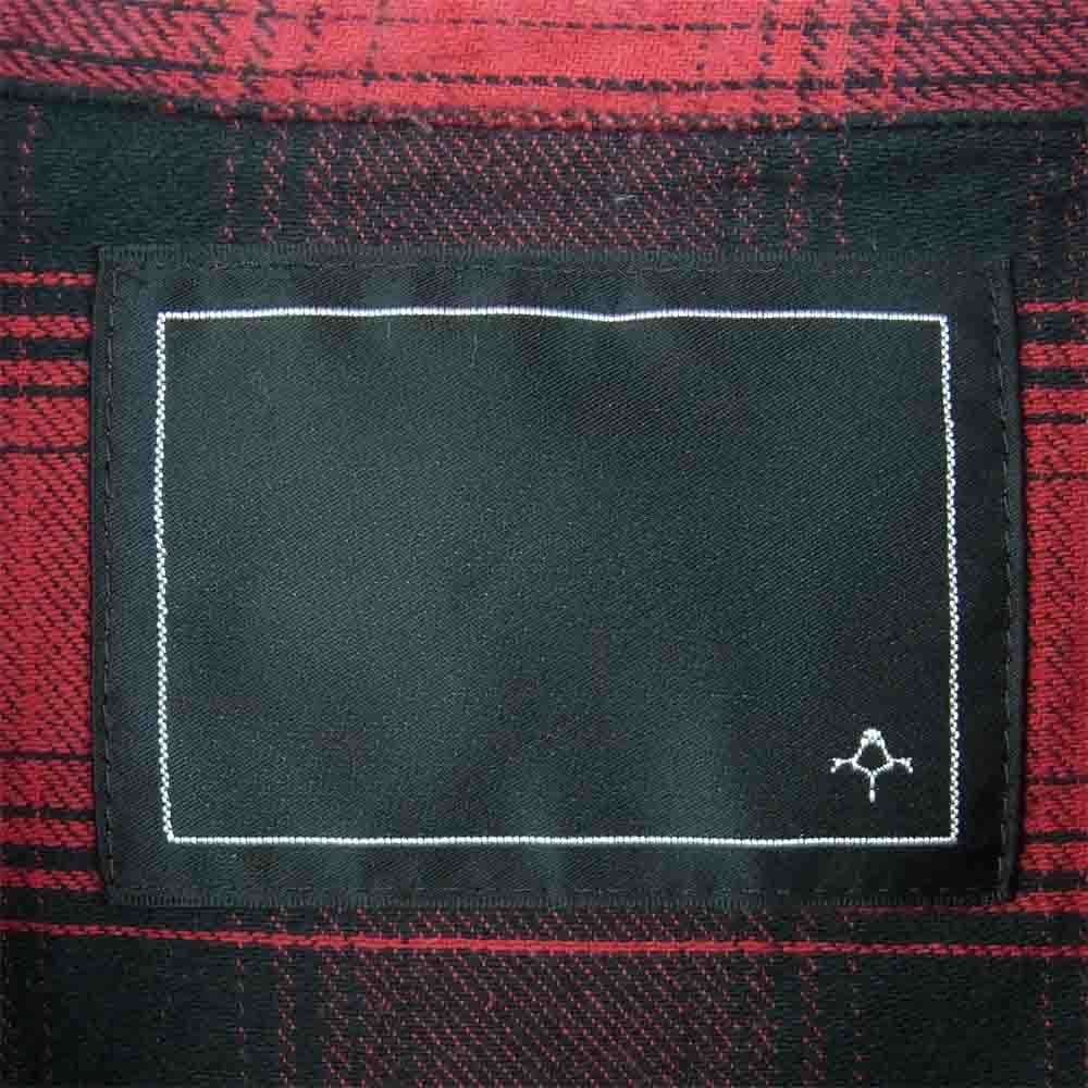 BACKBONE バックボーン 18AW BB18FW-S10 カフス裏＆襟裏ディアスキンレザー チェック柄 フランネル ウエスタン 長袖 シャツ レッド系 ブラック系 M【中古】