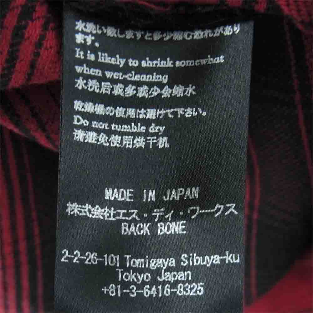 BACKBONE バックボーン 18AW BB18FW-S10 カフス裏＆襟裏ディアスキンレザー チェック柄 フランネル ウエスタン 長袖 シャツ レッド系 ブラック系 M【中古】