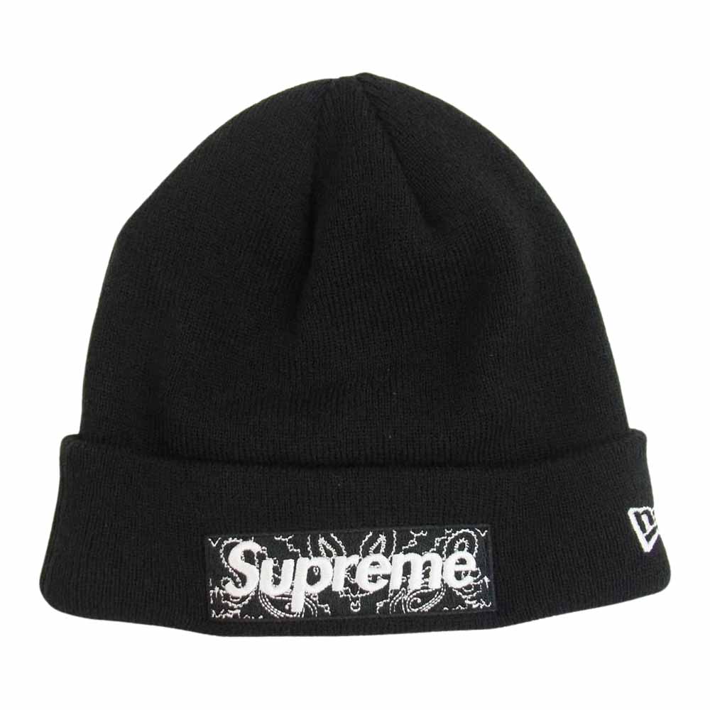 Supreme シュプリーム × New Era 19AW Bandana Box Logo Beanie ニューエラ バンダナ ボックスロゴ ビーニー ニット帽 ブラック系【中古】