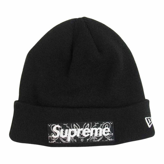 Supreme シュプリーム × New Era 19AW Bandana Box Logo Beanie ニューエラ バンダナ ボックスロゴ ビーニー ニット帽 ブラック系【中古】