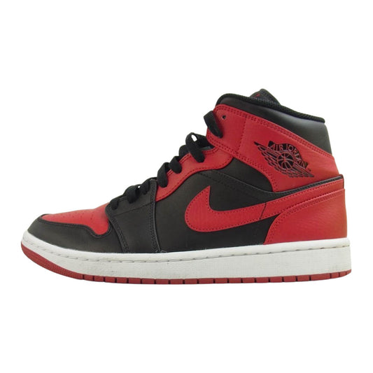 NIKE ナイキ 554724 074 AIR JORDAN 1 BRED TOE エア ジョーダン 1 ミッド ブレッドトゥ スニーカー ブラック系 レッド系 27cm【美品】【中古】