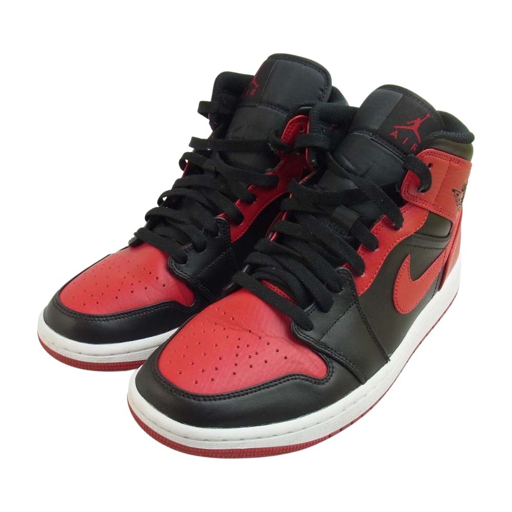 NIKE ナイキ 554724 074 AIR JORDAN 1 BRED TOE エア ジョーダン 1 ミッド ブレッドトゥ スニーカー ブラック系 レッド系 27cm【美品】【中古】