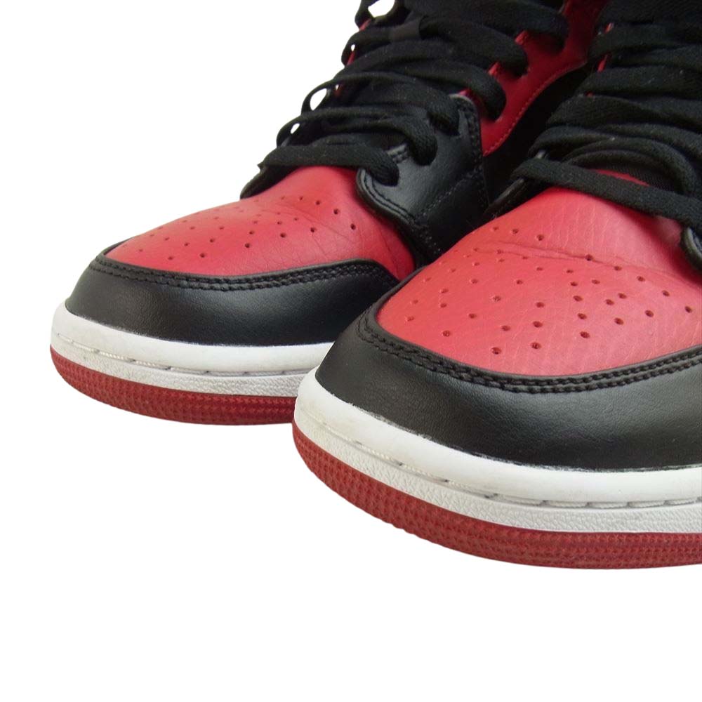 NIKE ナイキ 554724 074 AIR JORDAN 1 BRED TOE エア ジョーダン 1 ミッド ブレッドトゥ スニーカー ブラック系 レッド系 27cm【美品】【中古】