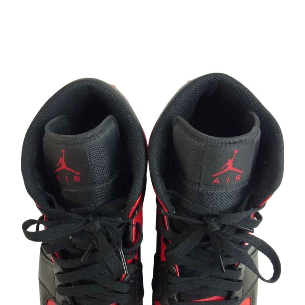 NIKE ナイキ 554724 074 AIR JORDAN 1 BRED TOE エア ジョーダン 1 ミッド ブレッドトゥ スニーカー ブラック系 レッド系 27cm【美品】【中古】