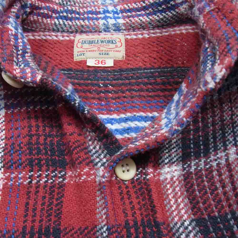WAREHOUSE ウエアハウス DUBBLE WORKS ダブル ワークス ヘビー ネル チェック シャツ レッド系 36【中古】